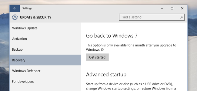 Win10 - Revert