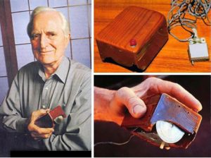 Douglas Engelbart and his pioneering version of the computer mouse.