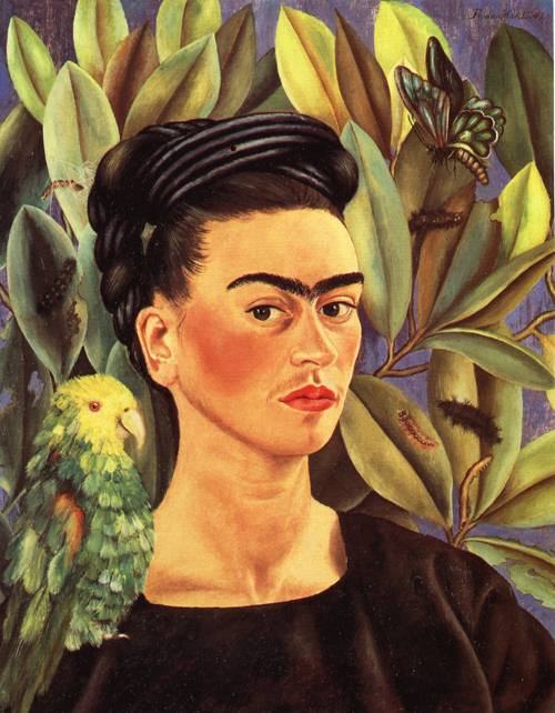 A Frida Khalo Selfie -- "Self Portrait with Bonito" self-portrait-with-bonito-1941-xx-private-collection